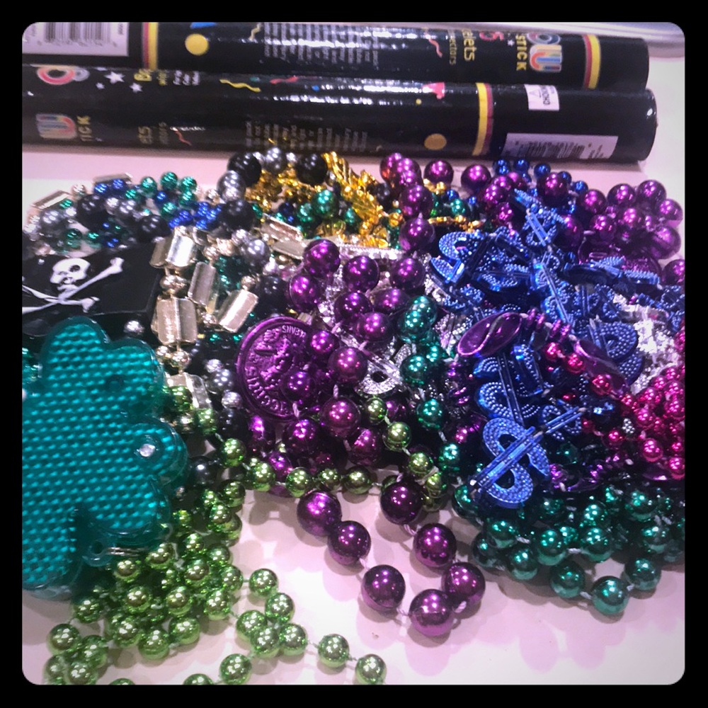 Mardi graw beads and glow sticks